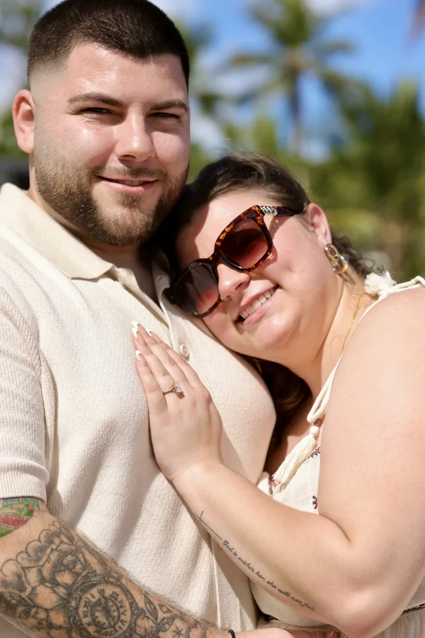 Newly engaged couple in a styled portrait session right after the proposal
